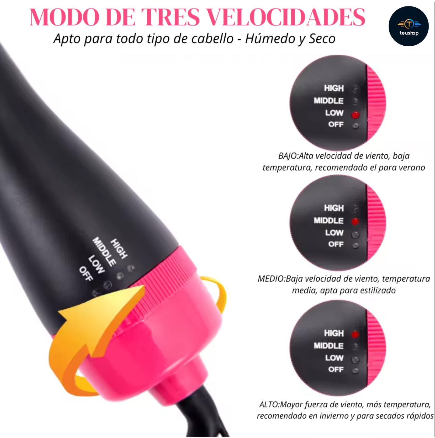✨ Cepillo Alisador y Secador 3 en 1 con Tecnología Anti-Frizz ❤️