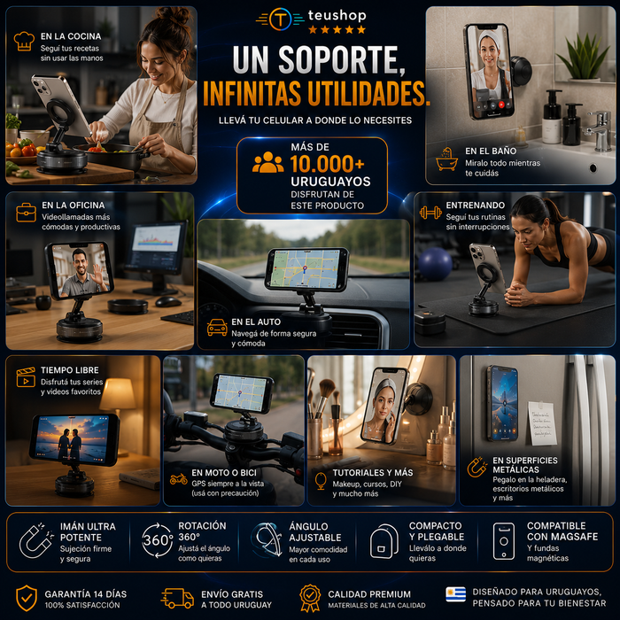 Soporte Magnético 360° para Celular | Fijación Ultra Fuerte