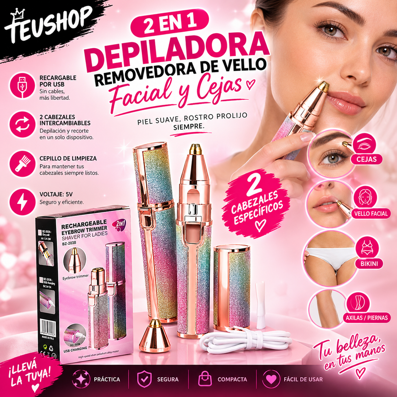 Depiladora 2 en 1 Removedora de Vello Facial y Cejas ✨