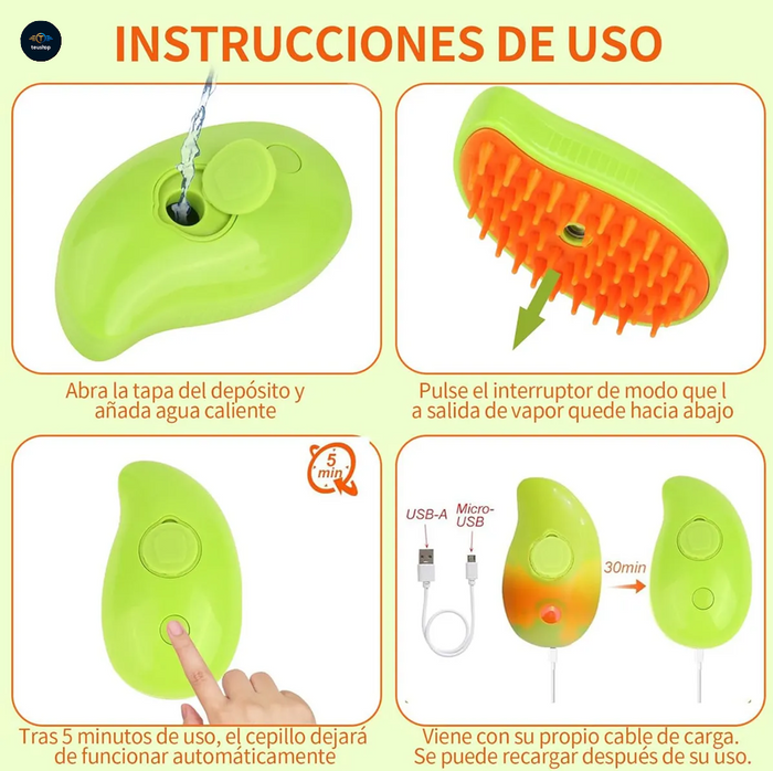 Cepillo de Vapor 3 en 1 | Menos Pelos, Más Limpieza en Casa