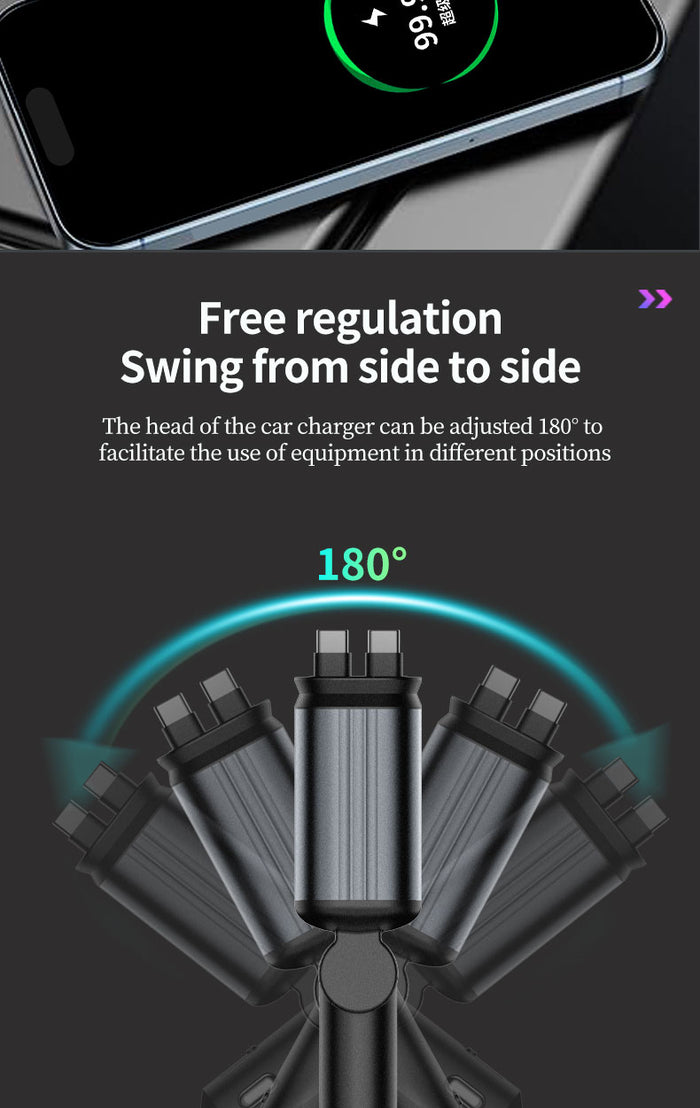 ⚡ CARGADOR DE AUTO 4 EN 1 — 120W