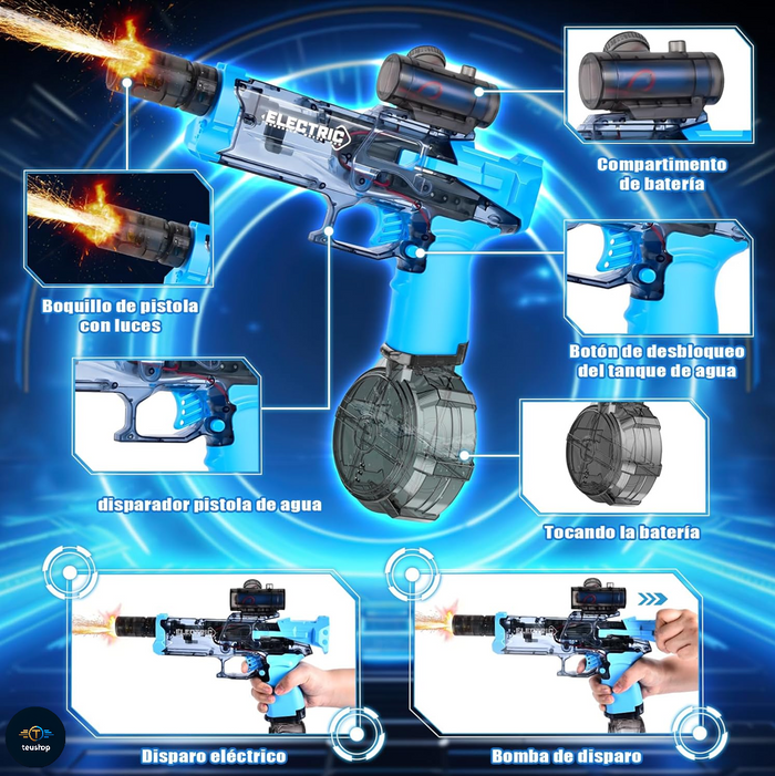 Pistola de Agua Eléctrica con Luz