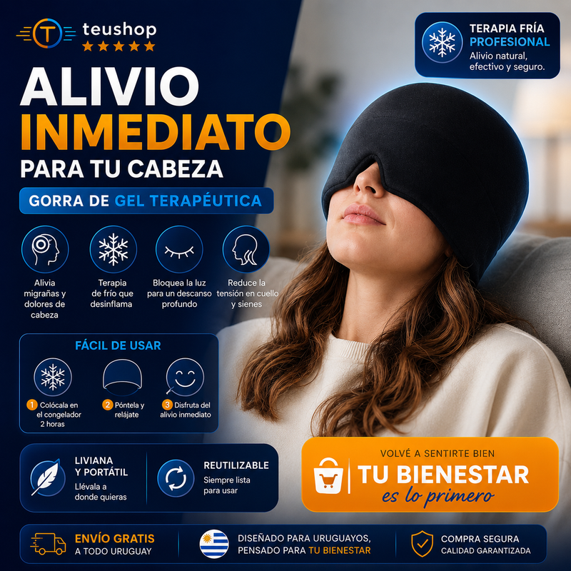 🧊 Gorra de Gel para Migrañas | Alivio 360° para Dolores de Cabeza 💙