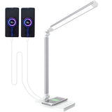 Lámpara LED Plegable con Cargador Inalámbrico Qi, 5 Niveles de Luz y 2 Puertos USB para Escritorio - imagen 4